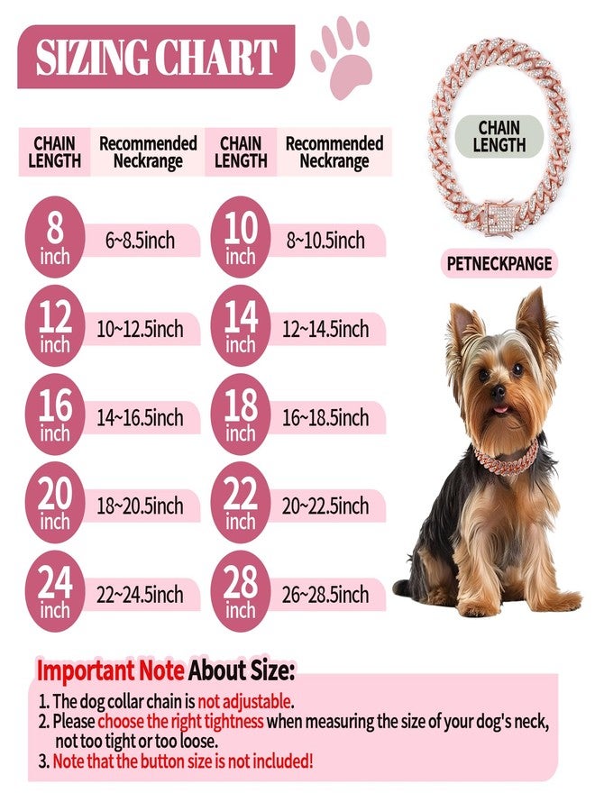 OXDFK Cuban Dog Chain Collars, Silver Crystal Pet Necklace, Metal Pet Necklace with Safety Buckle Lock, for Small Medium Large Dogs Cats (10 Inch) - Image 2